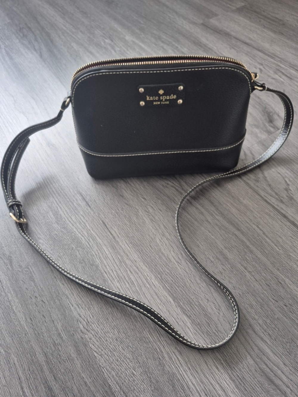 kate spade Black Pebbled Leather Crossbody with Gold Hardware